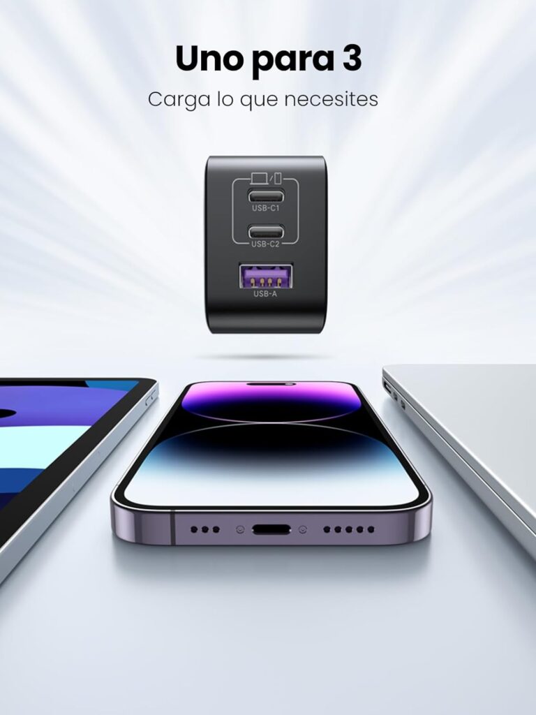 Cargador UGREEN Nexode 65W - USB-C, Cargador rápido, Multidispositivo, Compacto, Eficiente