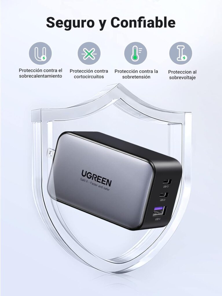 Cargador UGREEN Nexode 65W - USB-C, Cargador rápido, Multidispositivo, Compacto, Eficiente