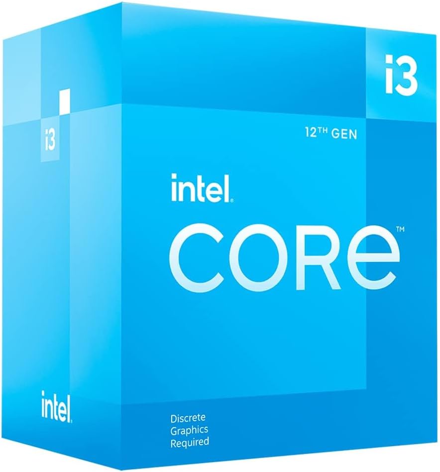 "Procesador Intel Core i3-12100F, 4 núcleos, 8 hilos, rendimiento gaming"