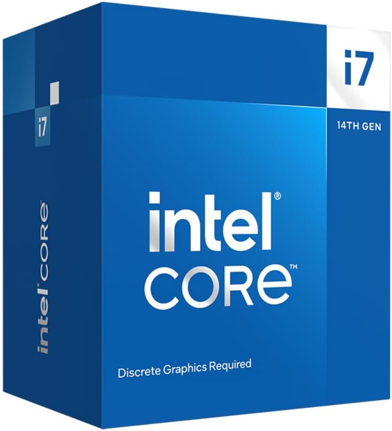 "Procesador Intel Core i7-14700F, 20 núcleos, frecuencia boost 5.4 GHz, rendimiento gaming"